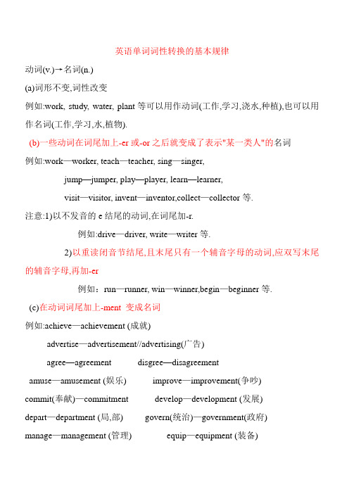 英语单词词性转换的基本规律