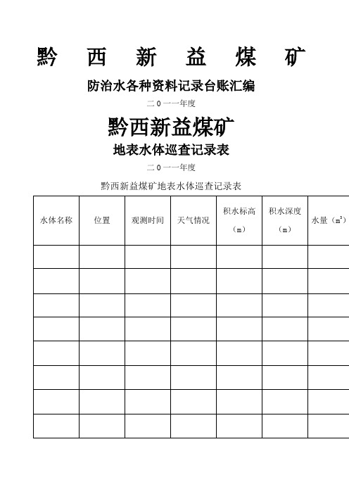 探放水各种记录台帐汇编
