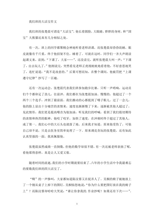 我们班的大活宝作文(最新)