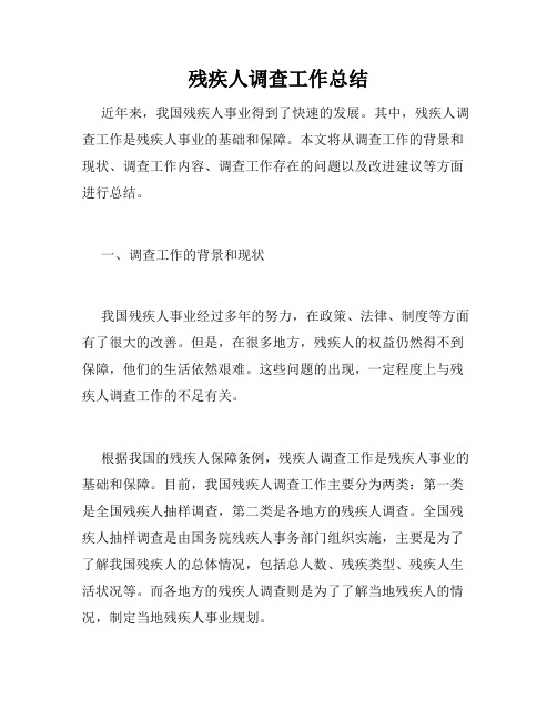 残疾人调查工作总结
