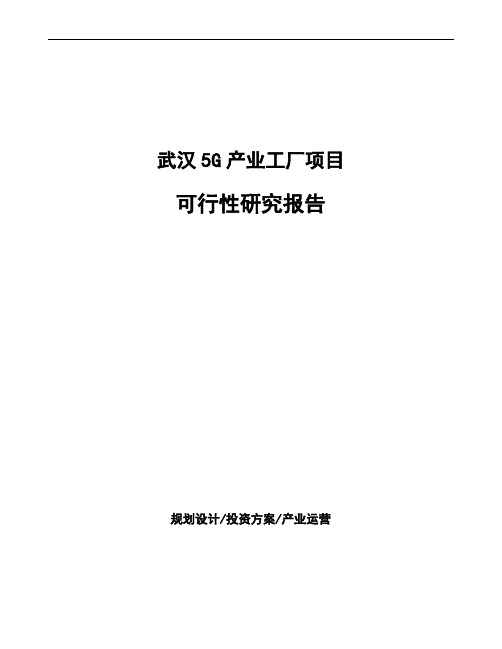 武汉5G产业工厂项目可行性研究报告