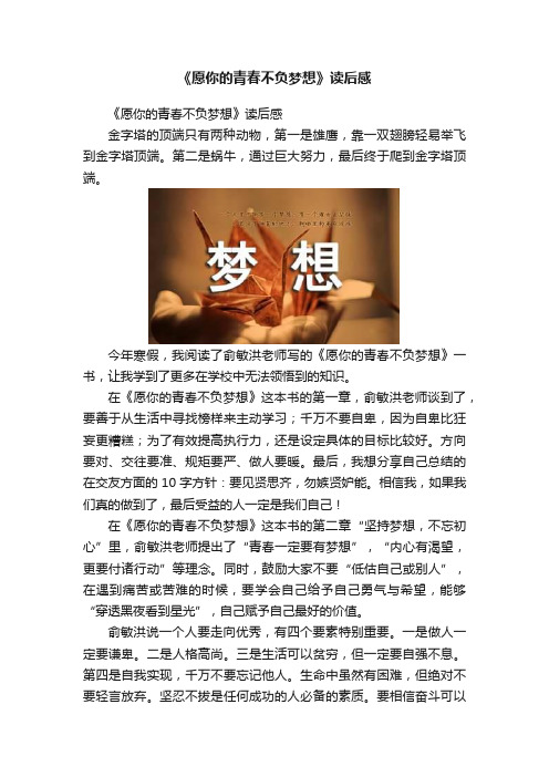 《愿你的青春不负梦想》读后感