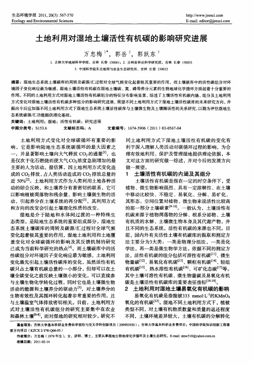 土地利用对湿地土壤活性有机碳的影响研究进展
