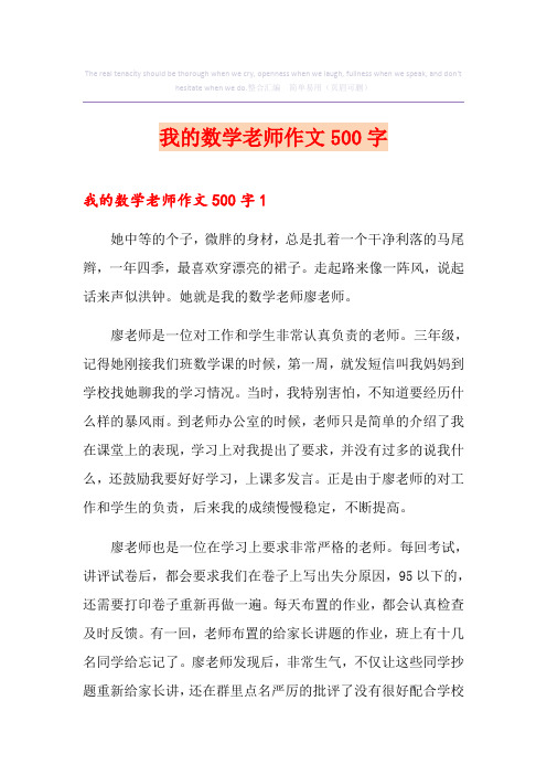 我的数学老师作文500字