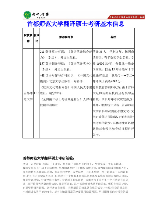 考研经验分享：首都师范大学翻译硕士考研真题