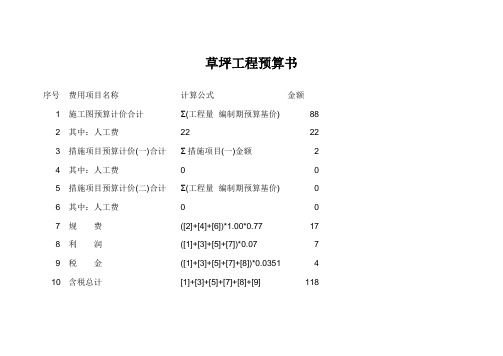 园林工程草坪预算书