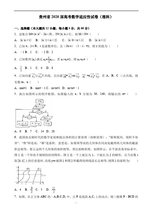 贵州省2020届高考数学适应性试卷(理科)_word版含解析-(高三)(精校版)