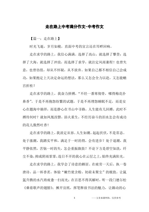 走在路上中考满分作文-中考作文