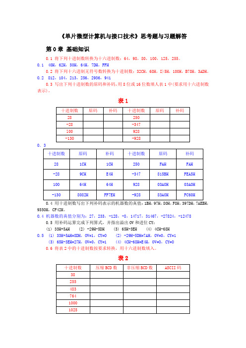 《单片微型计算机与接口技术》思考题与习题解答01