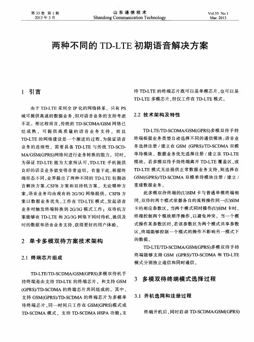 两种不同的TD—LTE初期语音解决方案