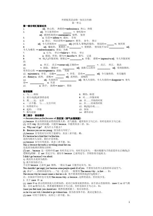 (完整版)外研版英语必修一知识点归纳