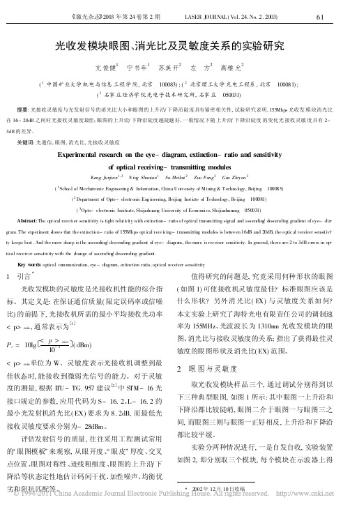 光收发模块眼图_消光比及灵敏度关系的实验研究