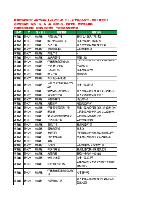 2020新版湖南省怀化市鹤城区商场工商企业公司商家名录名单联系电话号码地址大全32家