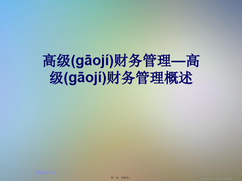 高级财务管理—高级财务管理概述