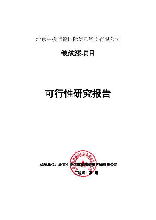 皱纹漆项目可行性研究报告编写格式说明(模板套用型word)