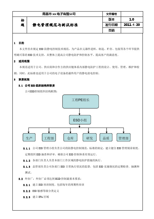 静电管理规范及标准