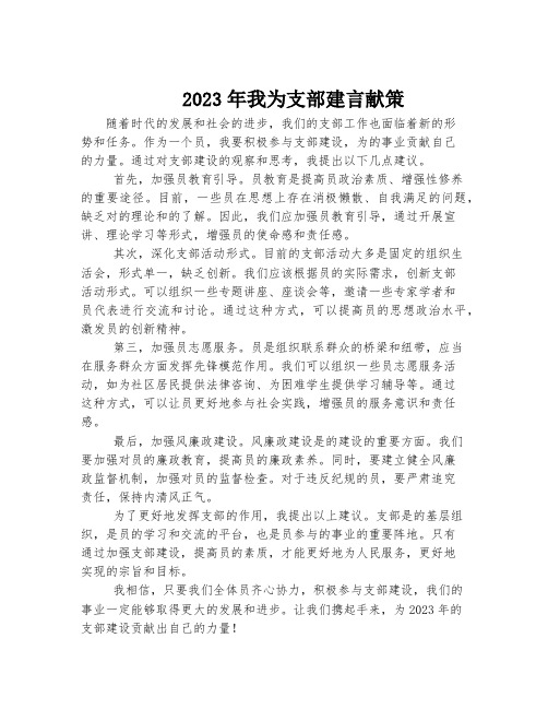 2023年我为支部建言献策简短