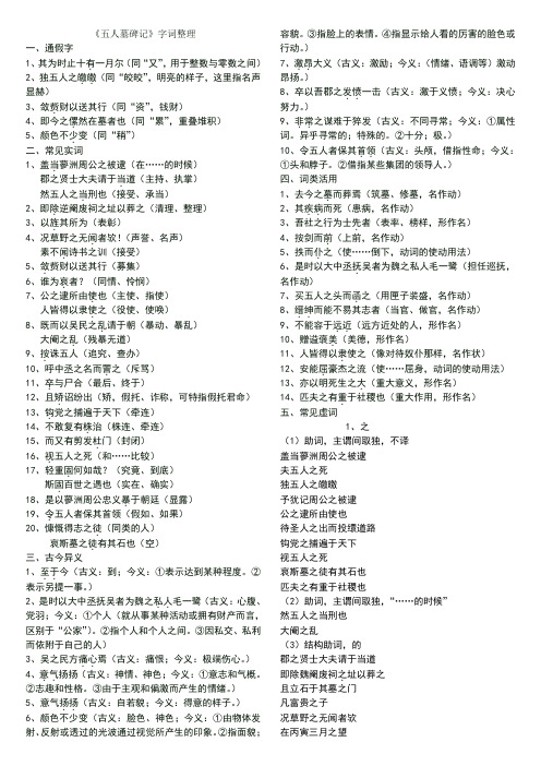 人墓碑记字词整理