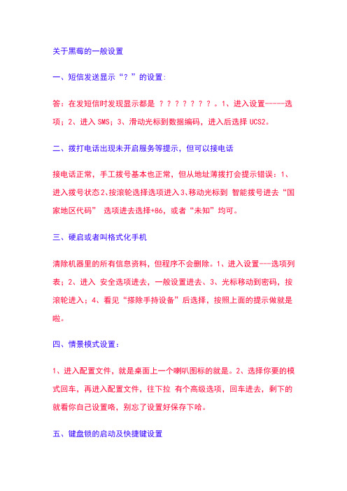 关于黑莓的一般设置
