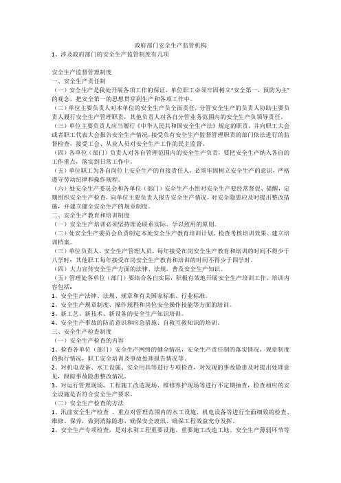 政府部门安全生产监管机构安全生产