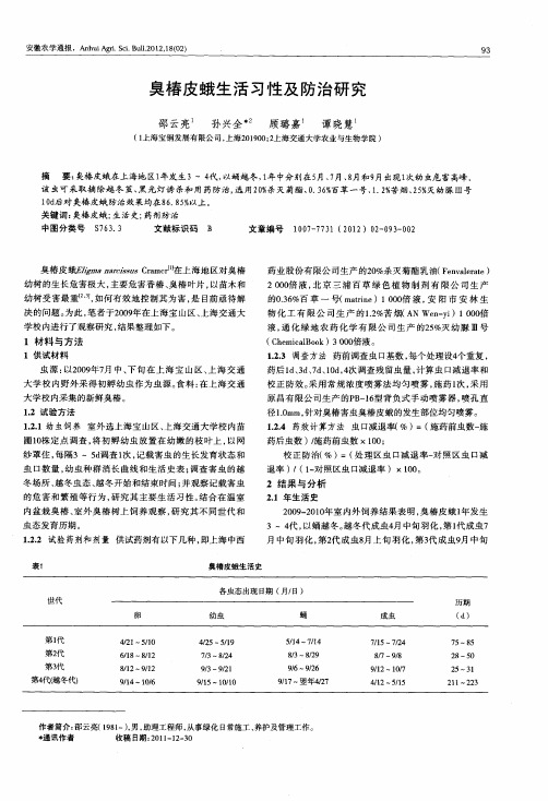 臭椿皮蛾生活习性及防治研究
