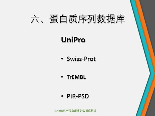 生物信息学蛋白质序列数据库解读