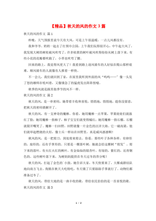 秋天的风的作文3篇