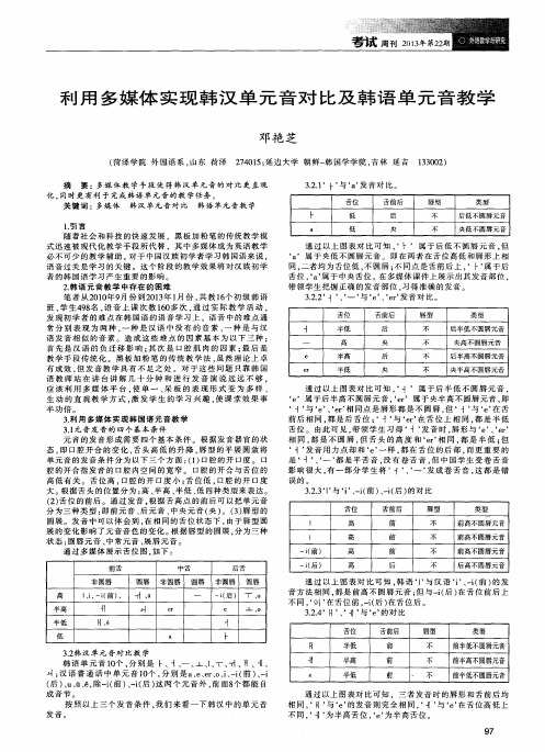 利用多媒体实现韩汉单元音对比及韩语单元音教学