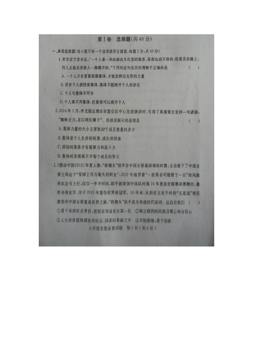 山东省临清市2015-2016学年八年级政治下册期末考试题