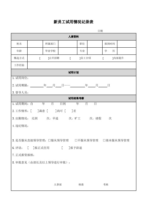 新员工试用跟踪表