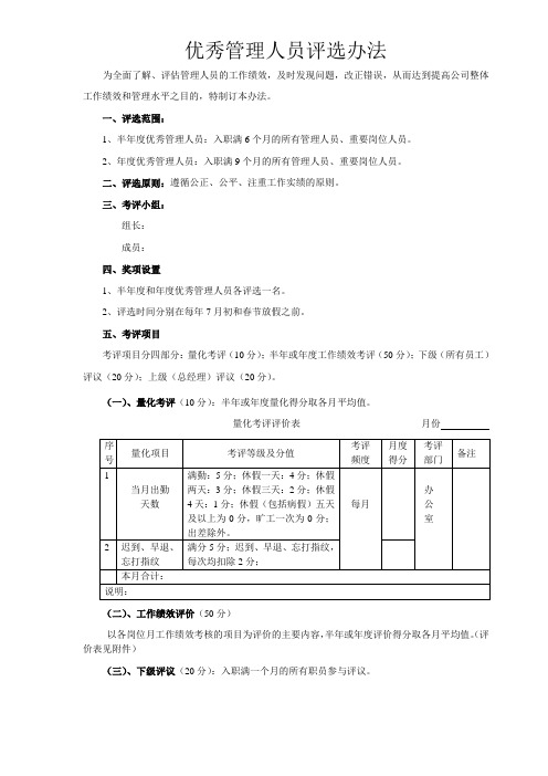 优秀管理人员评选办法(6-25)