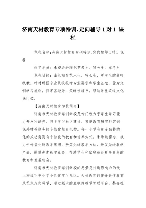 济南天材教育专项特训、定向辅导1对1 课程