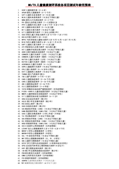 美欧各项目适测年龄