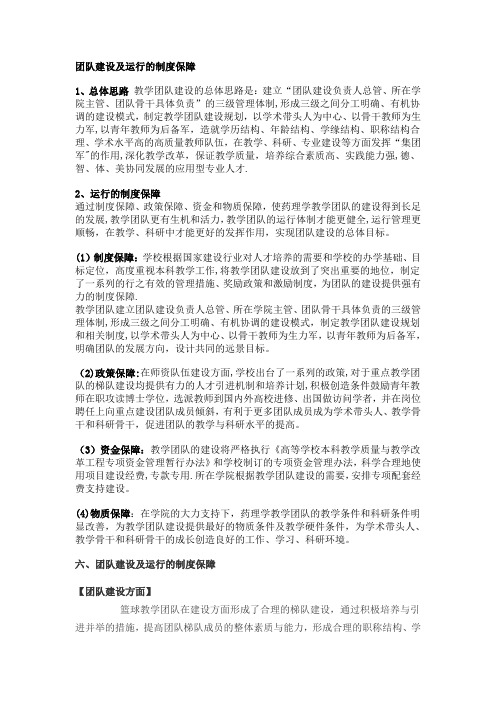 团队建设及运行的制度保障