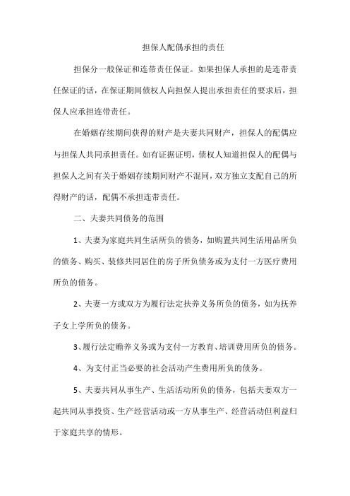 担保人配偶承担的责任
