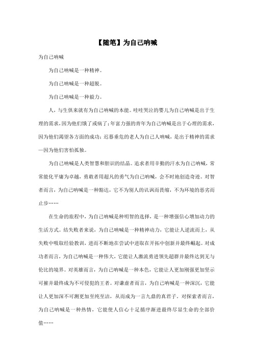 【随笔】为自己呐喊_高中高二作文700字