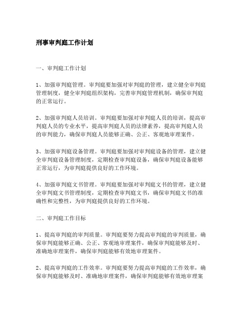 刑事审判庭工作计划