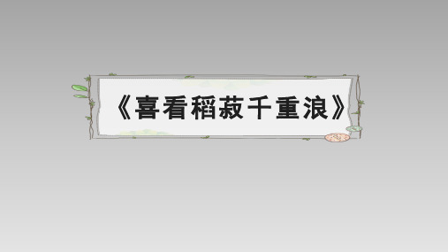 人教版部编(2019)高中语文必修上册 《喜看稻菽千重浪》名师教学课件