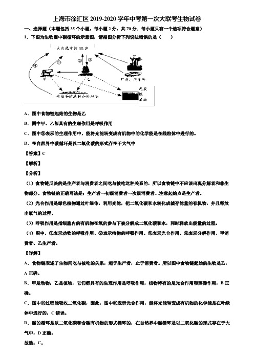 上海市徐汇区2019-2020学年中考第一次大联考生物试卷含解析