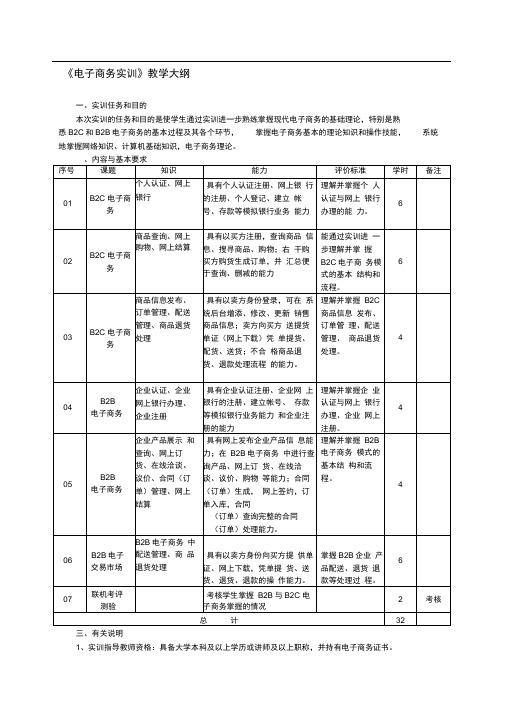 《电子商务实训》教学大纲