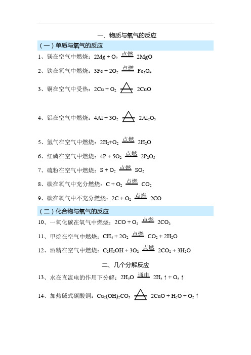 77个化学方程式