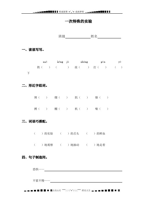 西师大版四年级上册《一次特殊的实验》教学设计1