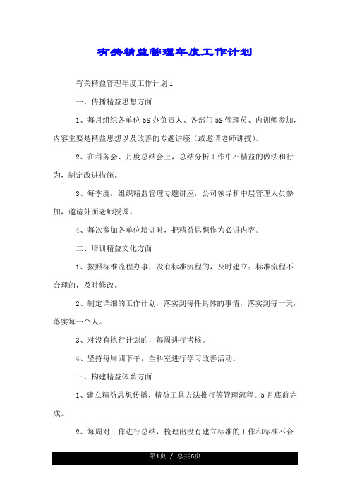 有关精益管理年度工作计划总结.doc