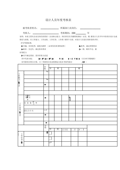 设计人员考核表