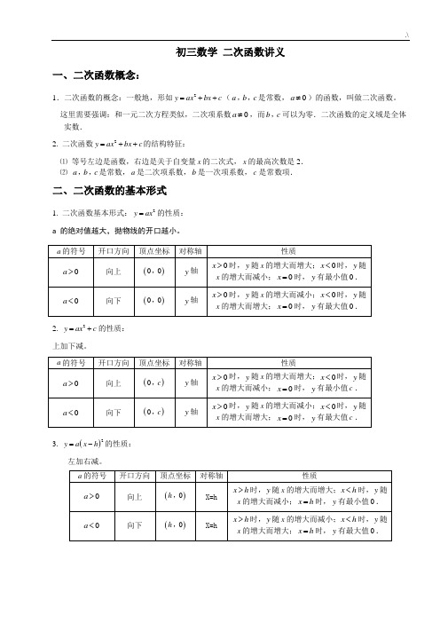 九年级数学上册二次函数讲义