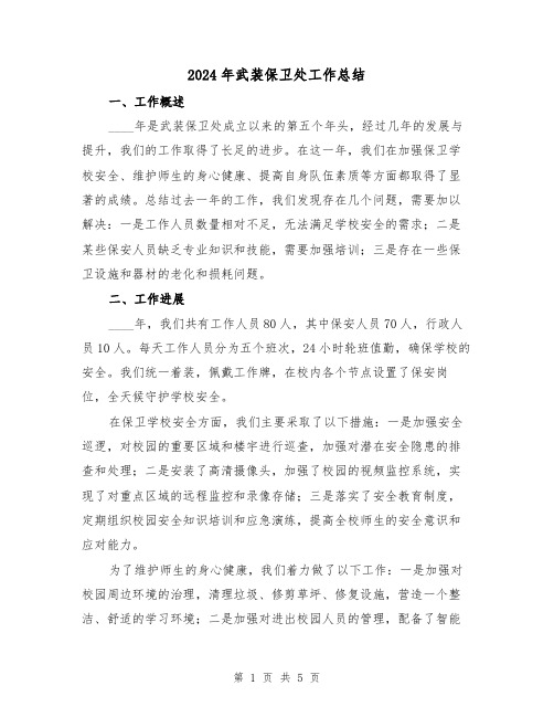 2024年武装保卫处工作总结（2篇）