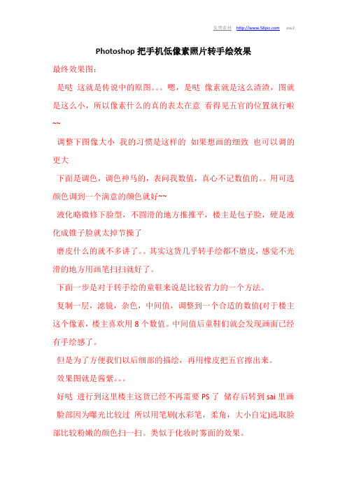 Photoshop把手机低像素照片转手绘效果