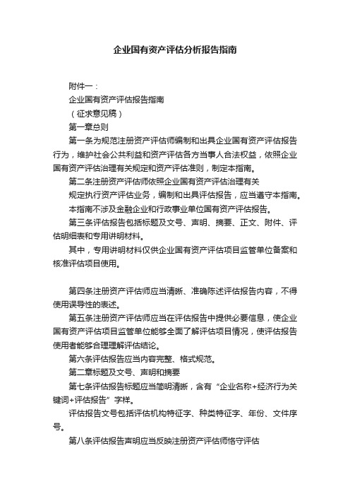 企业国有资产评估分析报告指南