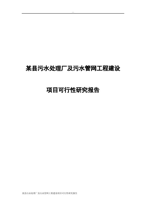 某县污水处理厂及污水管网工程建设项目可行性研究报告