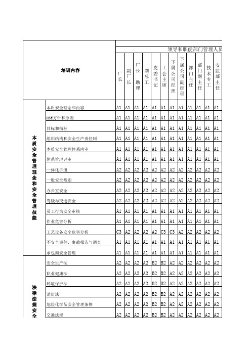培训矩阵图